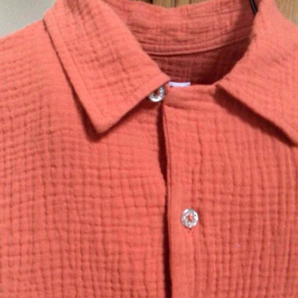 target pride top button front short sleeve gauzy cotton Orange rainbow, XL - Picture 4 of 6